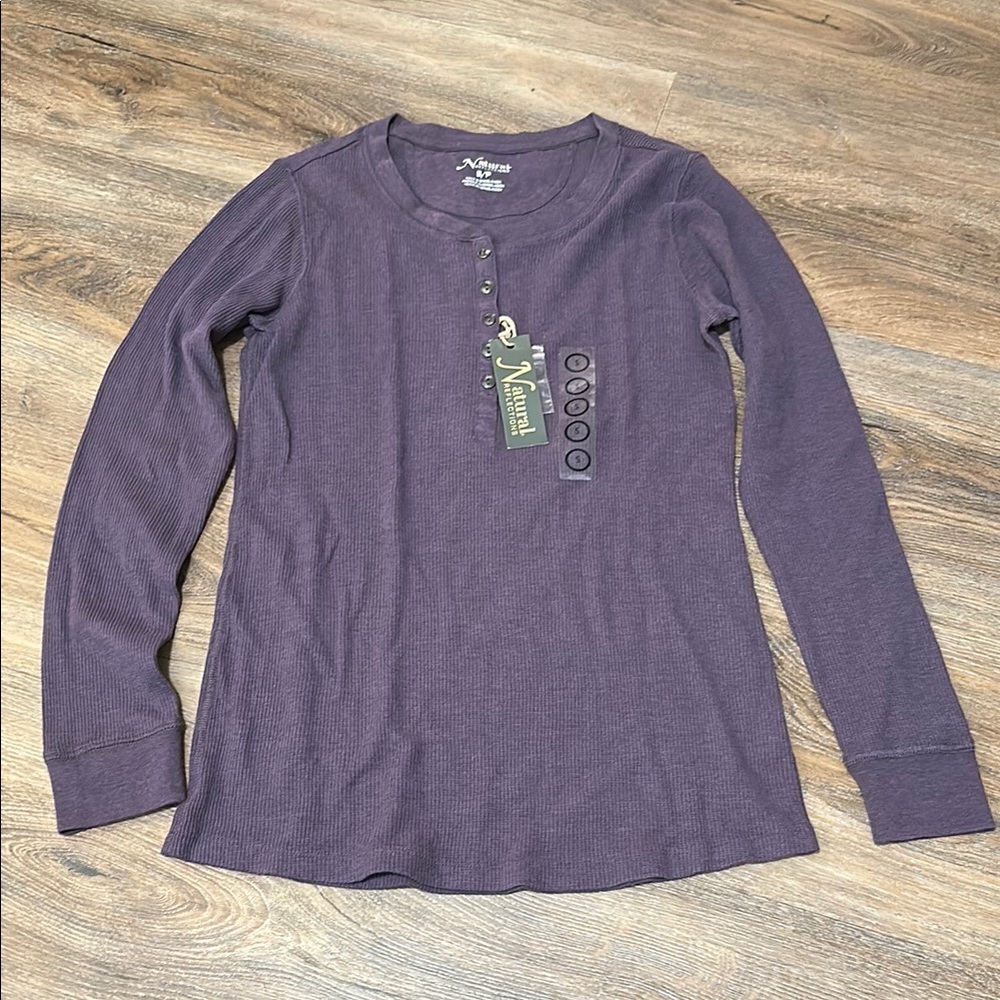 Natural Reflections Purple Long Sleeve Fitted Polo Tee